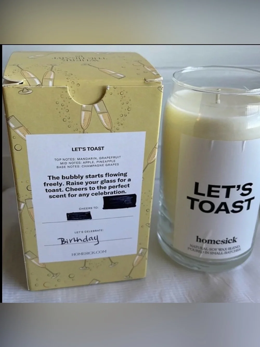 NIB Let’s Toast Homesick Scented Candle